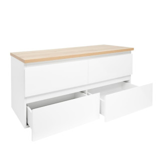 Kúpeľňová skrinka s krycou doskou SAT B-Way 119x50x45 cm biela lesk BWAY2120WDOAK