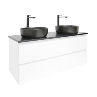 Kúpeľňová skrinka s umývadlom a technickým kameňom SAT B-Way 119x50x45 cm biela lesk BWAY2120WTKUB