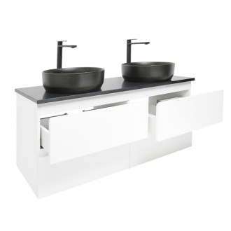 Kúpeľňová skrinka s umývadlom a technickým kameňom SAT B-Way 119x50x45 cm biela lesk BWAY2120WTKUB