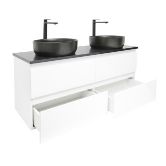 Kúpeľňová skrinka s umývadlom a technickým kameňom SAT B-Way 119x50x45 cm biela lesk BWAY2120WTKUB