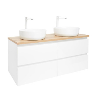 Kúpeľňová skrinka s umývadlom SAT B-Way 119x50x45 cm biela lesk BWAY2120WDOAKU2B