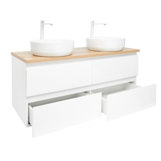 Kúpeľňová skrinka s umývadlom SAT B-Way 119x50x45 cm biela lesk BWAY2120WDOAKU2B