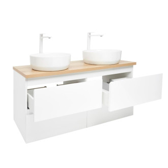 Kúpeľňová skrinka s umývadlom SAT B-Way 119x50x45 cm biela lesk BWAY2120WDOAKU2B