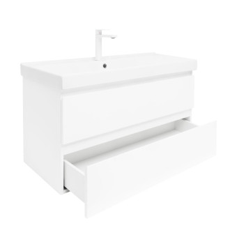 Kúpeľňová skrinka s umývadlom SAT B-Way 1 99x50x45 cm biela lesk BWAY2100WU1BBI