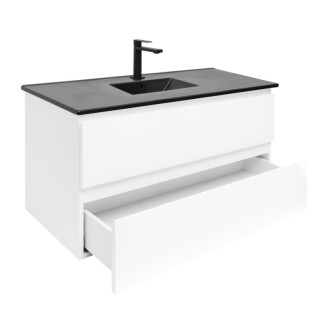 Kúpeľňová skrinka s keramickým umývadlom SAT B-Way 99x50x45 cm biela lesk BWAY2100WU4B2B