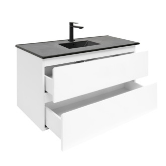 Kúpeľňová skrinka s keramickým umývadlom SAT B-Way 99x50x45 cm biela lesk BWAY2100WU4B2B