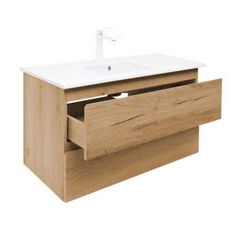 Kúpeľňová skrinka 2 zásuvková s umývadlom SAT B-Way 99x50x45 cm dub mat BWAY2100OAKU4B2