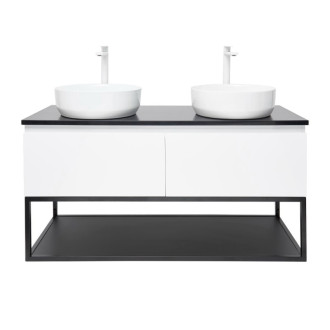 Kúpeľňová skrinka s kamennou krycou doskou SAT B-Way 119x30x45 cm biela lesk BWAY120WU2B2BF