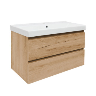 Kúpeľňová skrinka 2 zásuvková s umývadlom SAT B-Way 99x50x45 cm dub mat BWAY2100OAKU1BI