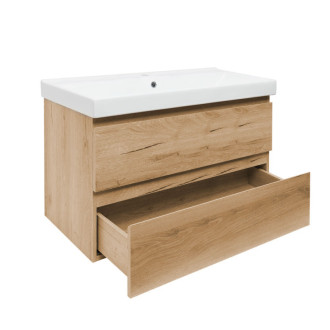 Kúpeľňová skrinka 2 zásuvková s umývadlom SAT B-Way 99x50x45 cm dub mat BWAY2100OAKU1BI