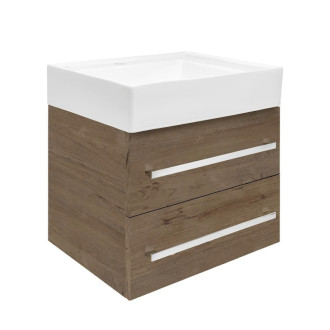 Kúpeľňová skrinka s umývadlom SAT Cube Way 60x53x46 cm dub Wellington mat CUBE46602DWSATCW