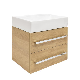 Kúpeľňová skrinka s umývadlom SAT Cube Way 60x53x46 cm dub Hickory mat CUBE46602DHSATCWL