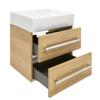 Kúpeľňová skrinka s umývadlom SAT Cube Way 60x53x46 cm dub Hickory mat CUBE46602DHSATCWL