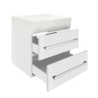 Kúpeľňová skrinka s umývadlom SAT Cube Way 60x53x46 cm biela lesk CUBE46602BISATCWL