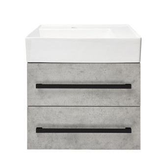 Kúpeľňová skrinka s umývadlom a čiernou úchytkou SAT Cube Way 60x53x46 cm betón mat CUBE46C602BESATCW
