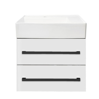 Kúpeľňová skrinka s umývadlom a čiernou úchytkou SAT Cube Way 60x53x46 cm biela lesk CUBE46C602BISATCW