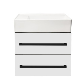 Kúpeľňová skrinka s umývadlom a čiernou úchytkou SAT Cube Way 60x53x46 cm biela lesk CUBE46C602BISATCWL