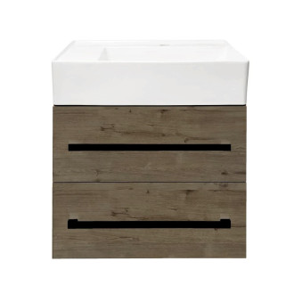 Kúpeľňová skrinka s umývadlom a čiernou úchytkou SAT Cube Way 60x53x46 cm dub Wellington mat CUBE46C602DWSATCWL