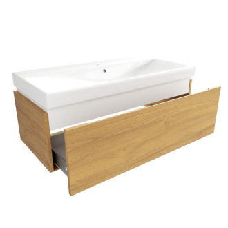 Kúpeľňová skrinka s umývadlom SAT Feel 100x30x46 cm medový dub mat SATFEEL100DMU1