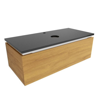 Kúpeľňová skrinka so žulovou krycou doskou SAT Feel 100x30x46 cm medový dub mat SATFEEL100DMZ
