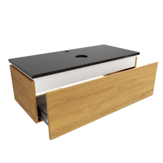 Kúpeľňová skrinka so žulovou krycou doskou SAT Feel 100x30x46 cm medový dub mat SATFEEL100DMZ