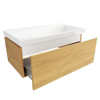 Kúpeľňová skrinka s umývadlom SAT Feel 80x30x46 cm medový dub mat SATFEEL80DMU4