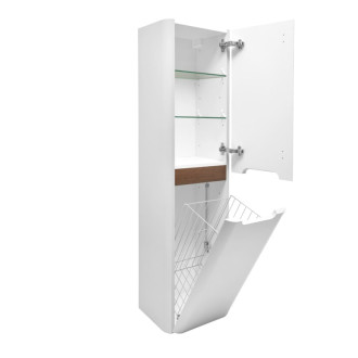 Kúpeľňová skrinka vysoká s košom na bielizeň SAT Fusion 40x149x33 cm biela mat SATFUSIONV40WK