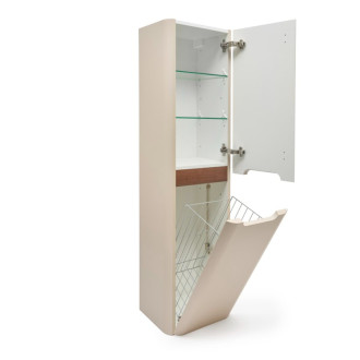 Kúpeľňová skrinka vysoká s košom na bielizeň SAT Fusion 40x149x33 cm pieskovo béžová mat SATFUSIONV40BEK