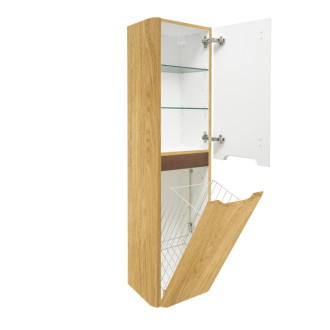 Kúpeľňová skrinka vysoká s košom na bielizeň SAT Fusion 40x149x33 cm dub medový mat SATFUSIONV40DMK