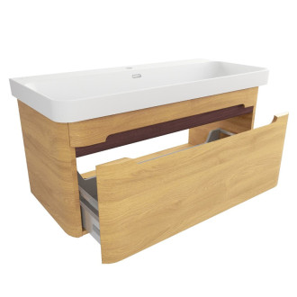 Kúpeľňová skrinka s umývadlom SAT Fusion 97,5x43x45 cm dub medový mat SATFUSION100DMMW