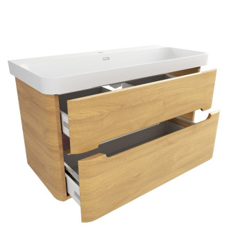 Kúpeľňová skrinka s umývadlom SAT Fusion 97,5x53x45 cm dub medový mat SATFUSION2100DMMW