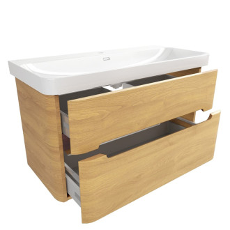 Kúpeľňová skrinka s umývadlom SAT Fusion 97,5x53x45 cm dub medový mat SATFUSION2100DMU