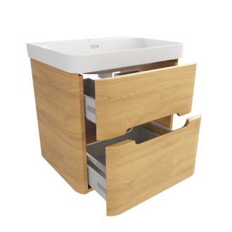 Kúpeľňová skrinka s umývadlom SAT Fusion 57,5x53x45 cm dub medový mat SATFUSION260DMMW