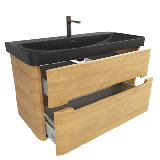 Kúpeľňová skrinka s umývadlom SAT Fusion 97,5x53x45 cm dub medový mat SATFUS2100DMBKMB