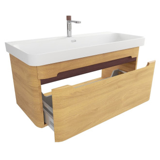 Kúpeľňová skrinka s umývadlom SAT Fusion 97,5x43x45 cm dub medový mat SATFUSION100DMMWBA