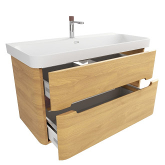Kúpeľňová skrinka s umývadlom SAT Fusion 97,5x53x45 cm dub medový mat SATFUSION2100DMMWB