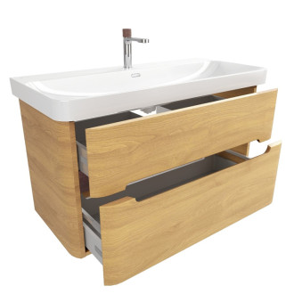 Kúpeľňová skrinka s umývadlom SAT Fusion 97,5x53x45 cm dub medový mat SATFUSION2100DMUBA