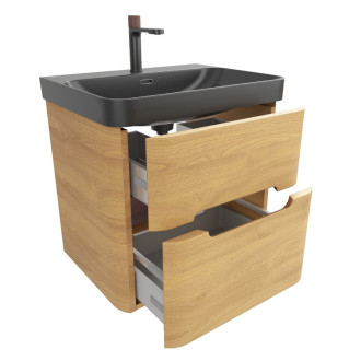 Kúpeľňová skrinka s umývadlom SAT Fusion 57,5x53x45 cm dub medový mat SATFUSION260DMBKMB