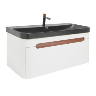 Kúpeľňová skrinka s umývadlom a batériou SAT Fusion 97,5x43x45 cm biela matná mat SATFUSION100WBKMBA