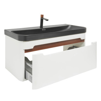 Kúpeľňová skrinka s umývadlom a batériou SAT Fusion 97,5x43x45 cm biela matná mat SATFUSION100WBKMBA