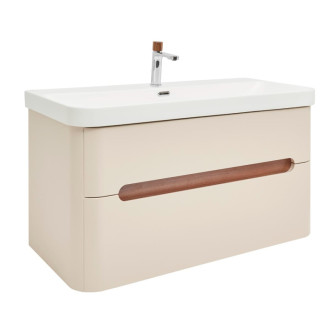 Kúpeľňová skrinka s umývadlom a batériou SAT Fusion 97,5x53x45 cm pieskovo béžová mat SATFUSION2100BEMWBA