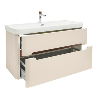 Kúpeľňová skrinka s umývadlom a batériou SAT Fusion 97,5x53x45 cm pieskovo béžová mat SATFUSION2100BEMWBA