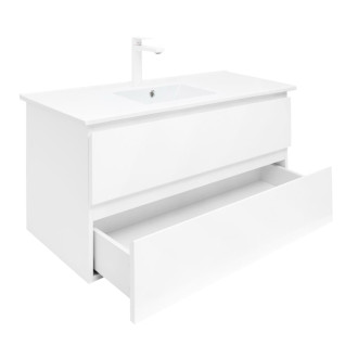 Kúpeľňová skrinka s umývadlom SAT B-Way 99x50x45 cm biela lesk BWAY2100WU4B2