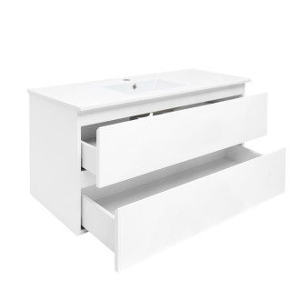 Kúpeľňová skrinka s krycou doskou SAT B-Way 99x50x45 cm biela lesk BWAY2100WU4BI