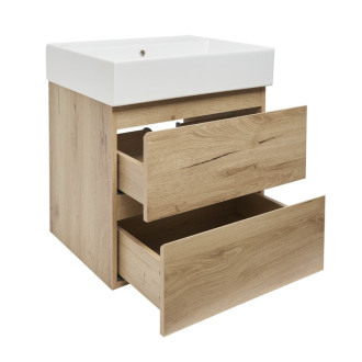 Kúpeľňová skrinka 2 zásuvková s umývadlom SAT B-Way 59x50x45 cm dub mat BWAY260OAKU2BI
