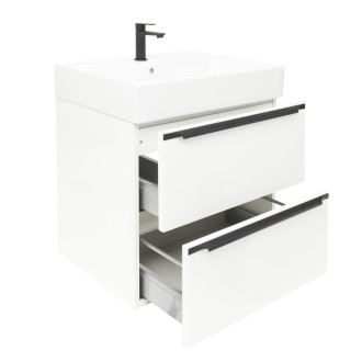 Kúpeľňová skrinka s umývadlom Naturel Nobia 60x60x46 cm biela lesklá lesk NOBIA60ZBLSAT