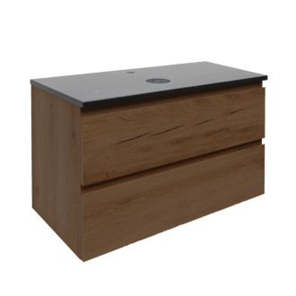 Kúpeľňová skrinka s technickým kameňom SAT B-Way 99x30x45 cm orech mat BWAY100NUTTK