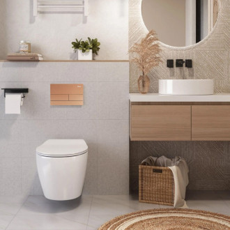 REA Podomietkový WC systém + tlačidlá T Brush Copper KPL-E0053