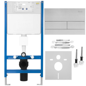 REA Podomietkový WC systém + tlačidlá T Brush Steel KPL-E0057
