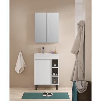 Kúpeľňová zostava s umývadlom a zrkadlovou skrinkou Naturel Lucca 59x70x45 cm biela lesk LUCCASET60W